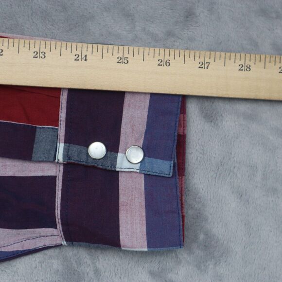 Levis Shirt Mens XL Extra Blue Red Plaid Pearl Snap Button Pockets Dress Work - Picture 6 of 16